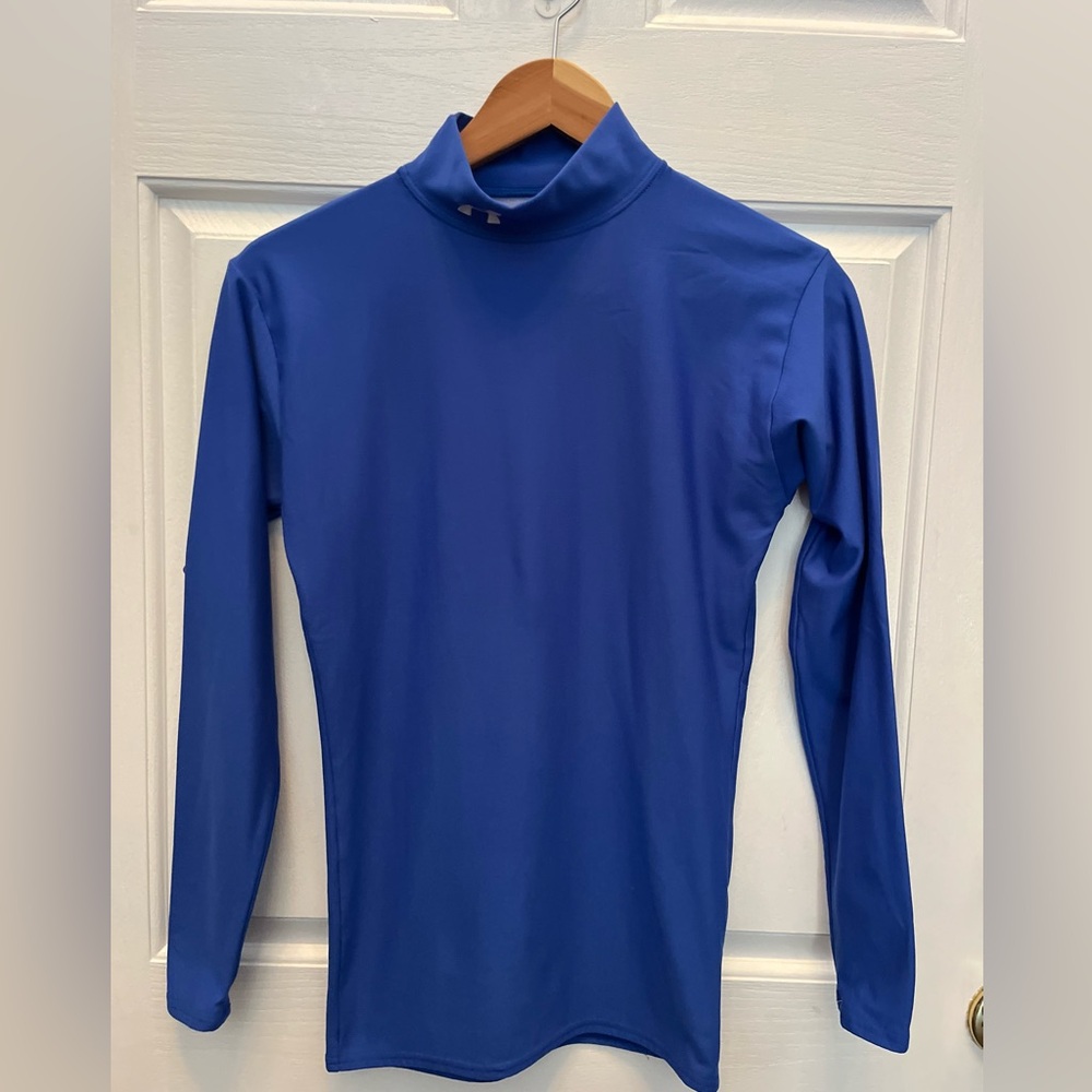 PRE-OWNED UNDER ARMOUR WOMEN'S MOCK NECK ACTIVEWEAR TOP- ROYAL BLUE- SMALL